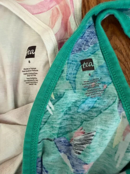 Tea Collection Reversible Wrap Rompers Size 8 - Picture 3 of 3